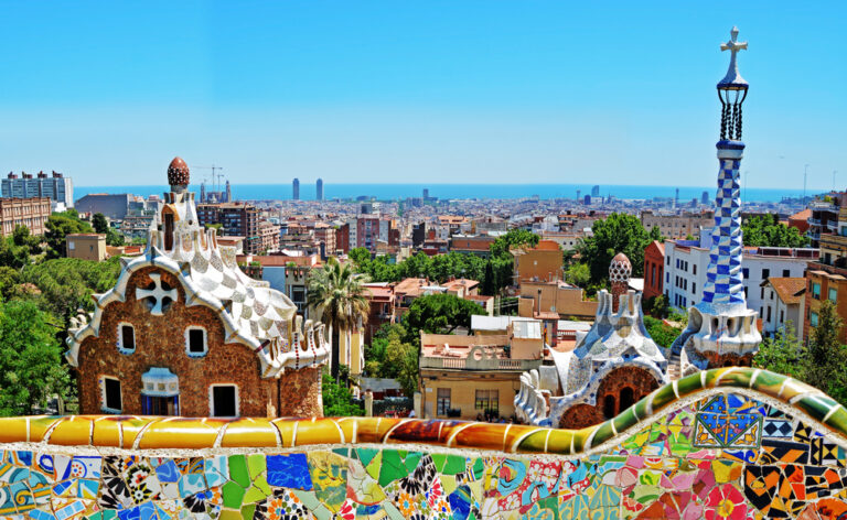 Park,Guell,By,Architect,Antoni,Gaudi,In,Barcelona,,Spain